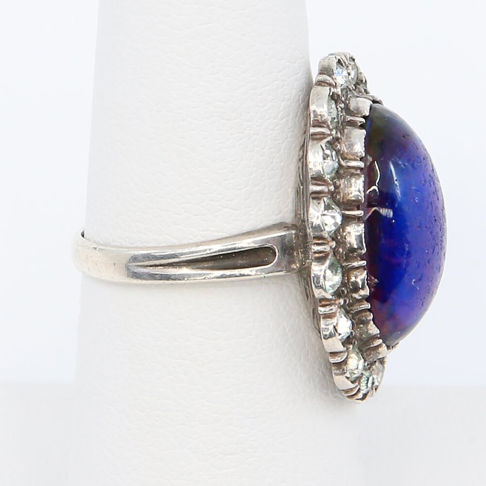Antique Silver Dragons Breath With Paste Stones Georgian Revival Ring 1920s - Picture 5 of 10